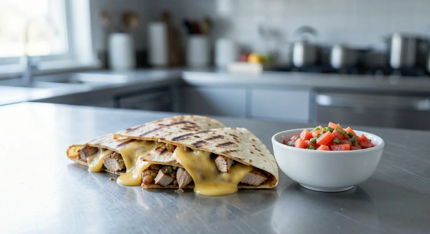 Mexican takeaway spread on a steel kitchen pass